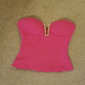 BEBE Pink strapless body con top NWT